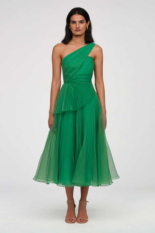 Seafoam Drift Cecilia Pleated Organza Dress