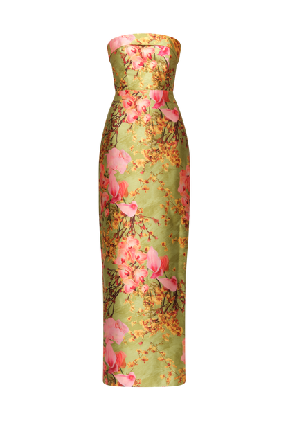 Herbal Drift Zen in Bloom Cleo Strapless Column Gown