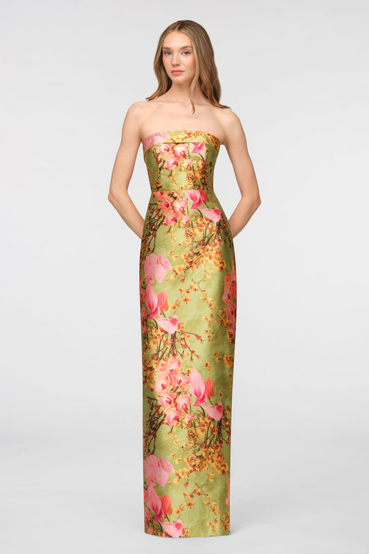 Herbal Drift Zen in Bloom Cleo Strapless Column Gown