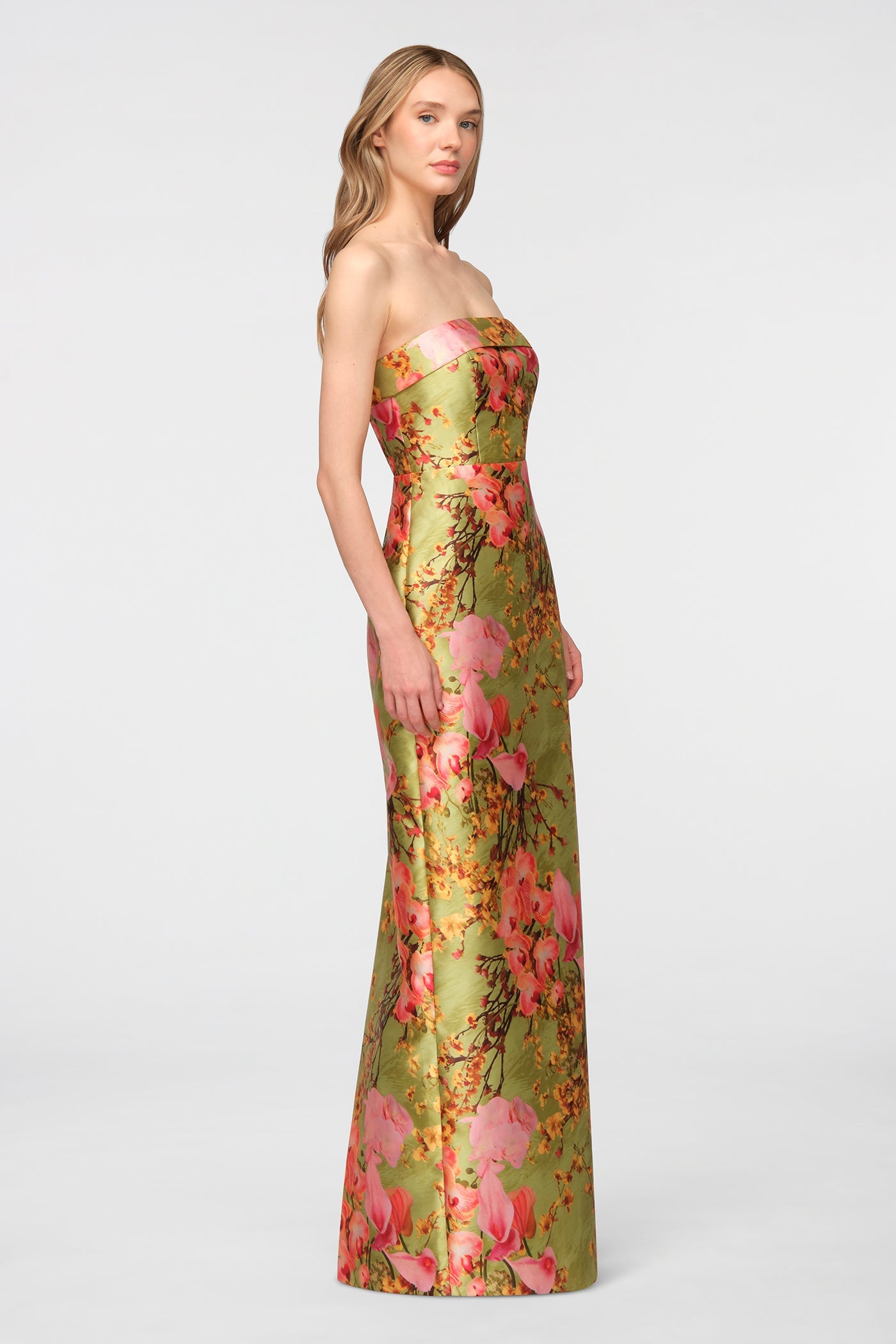 Herbal Drift Zen in Bloom Cleo Strapless Column Gown