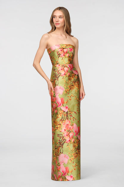 Herbal Drift Zen in Bloom Cleo Strapless Column Gown