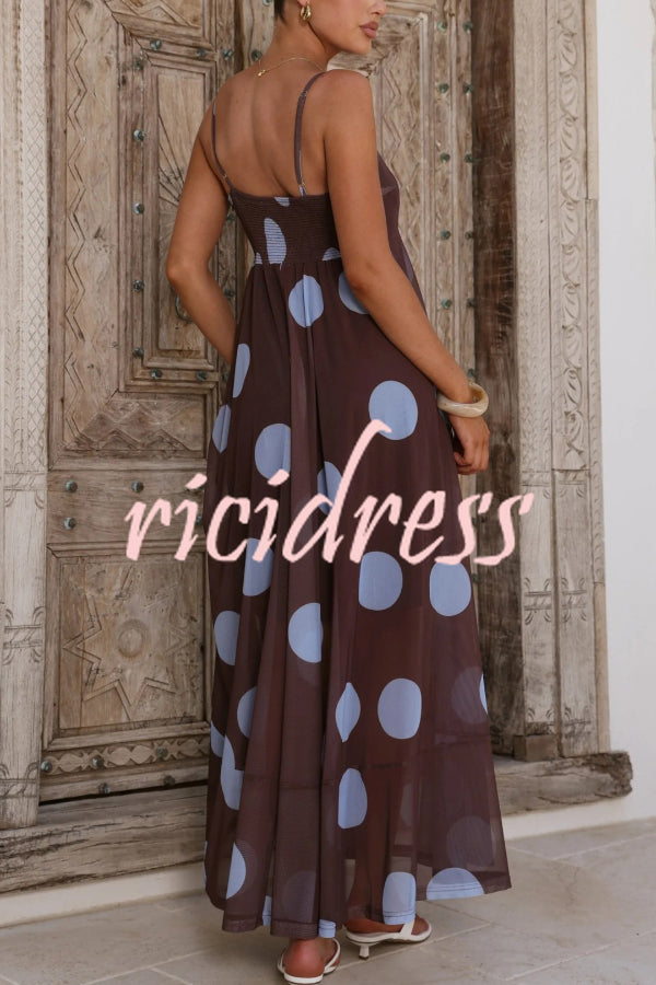 White Margot Polka Dot Mesh Maxi Dress