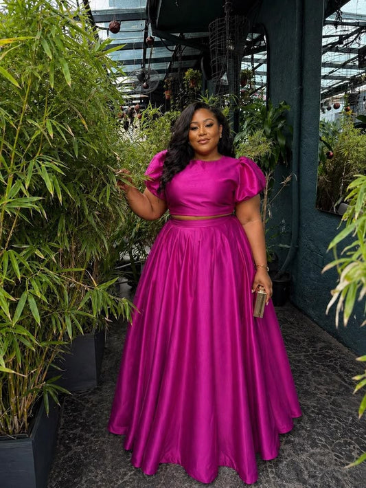 Plus size Maxi skirt and top set for women,Plus size birthday outfit, Long maxi skirt with pockets, formal dress, made w