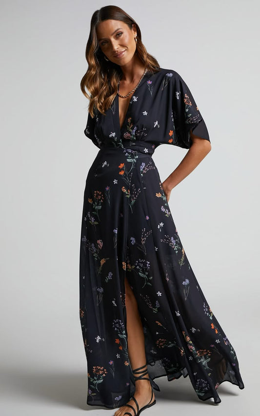 Erenza Floral Wrap Maxi Dress