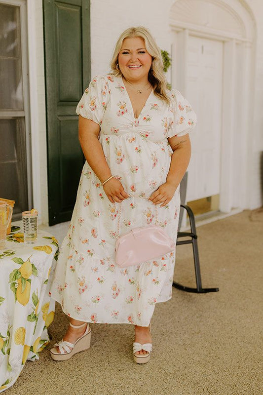 Field Of Grace Floral Midi Dress Curves