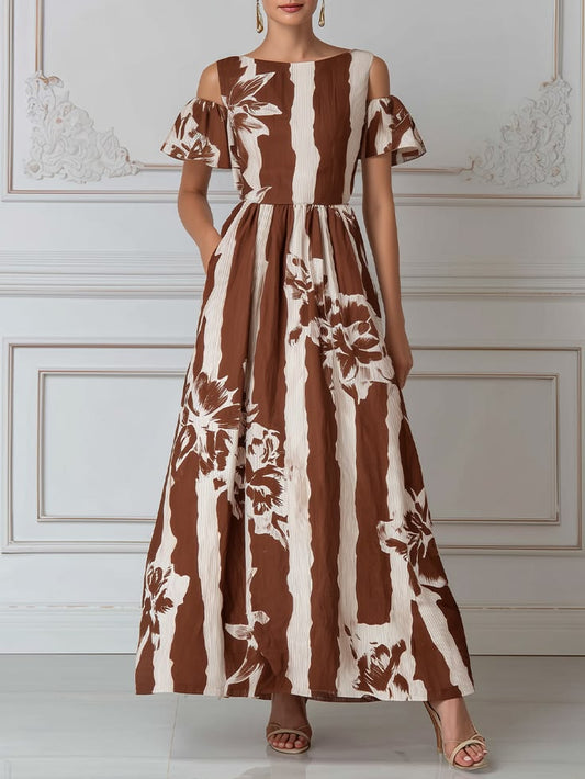 Margot Striped Floral Maxi Dress
