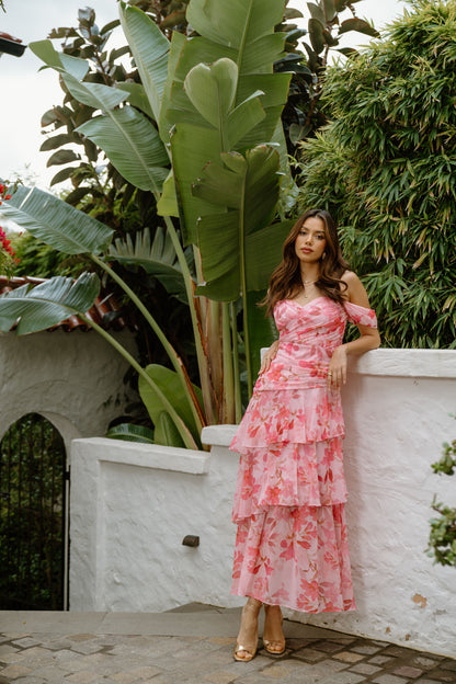 Pink Jenna Floral Maxi Dress