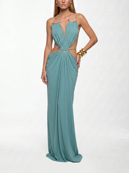 Green Axis Art Maxi Dress