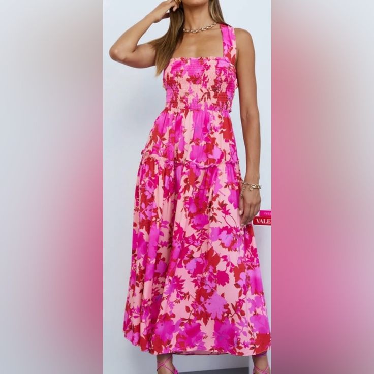 Hello Molly Dresses | Hello Molly Wander To The Sun Midi | Color: Pink/Red | Size: 4