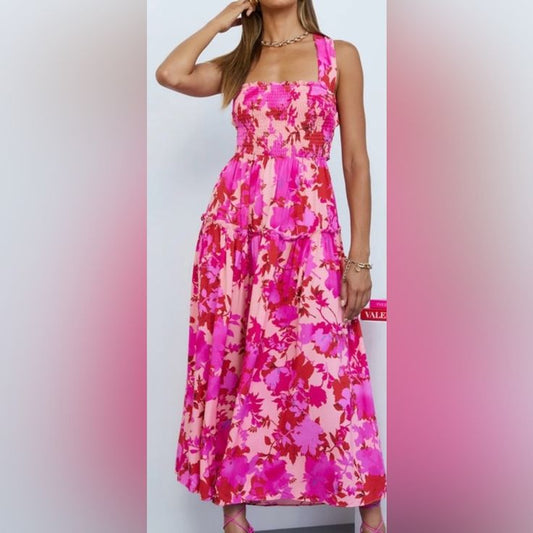 Hello Molly Dresses | Hello Molly Wander To The Sun Midi | Color: Pink/Red | Size: 4