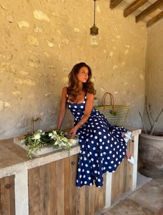 Margot Navy Polka Dot Midi Dress