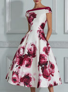 Margot Vintage Floral Off-Shoulder Midi Dress