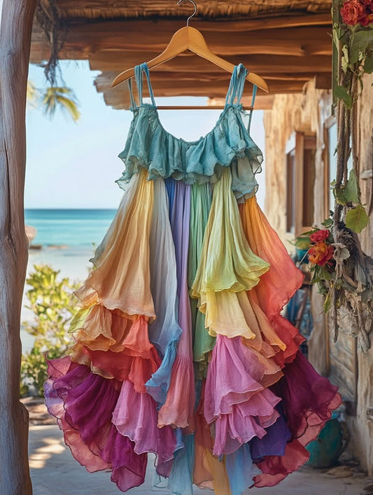 Iris Rainbow Lace Patchwork Dress
