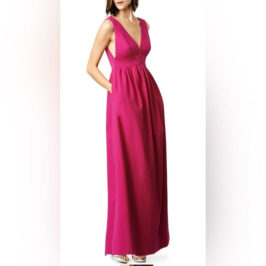 Vivienne Magenta Linen Maxi Dress