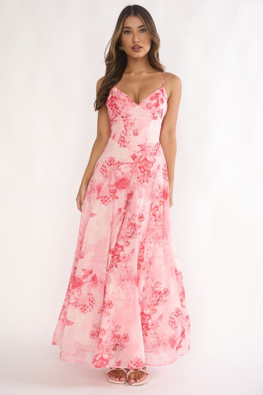 Sasha Floral Maxi Dress in Pink