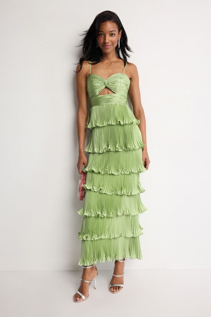 Isadora Pleated Tiered Ruffle Gown