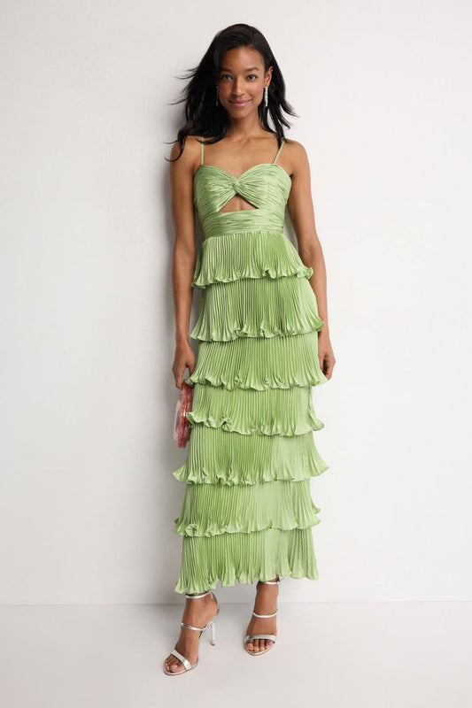 Isadora Pleated Tiered Ruffle Gown