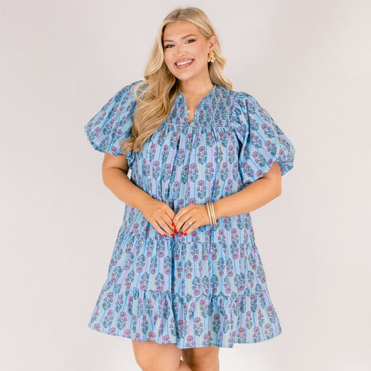 Something Good Dress, Blue Floral - 1X