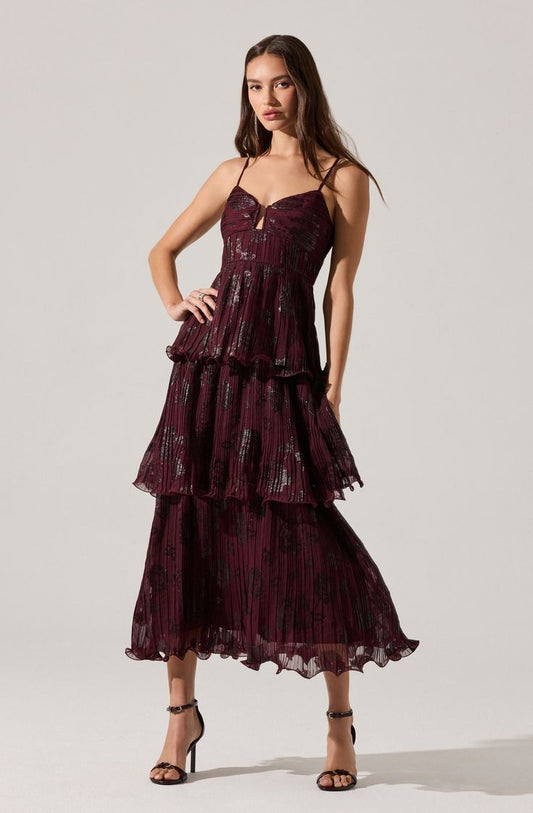 Arabella Floral Pleated Maxi Dress