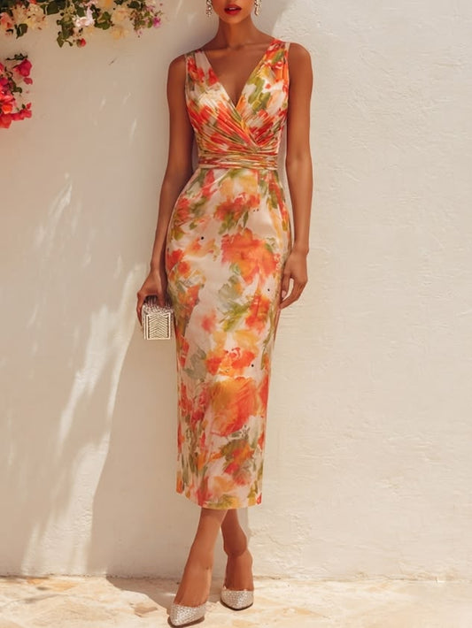 Margot Floral Chiffon Midi Dress