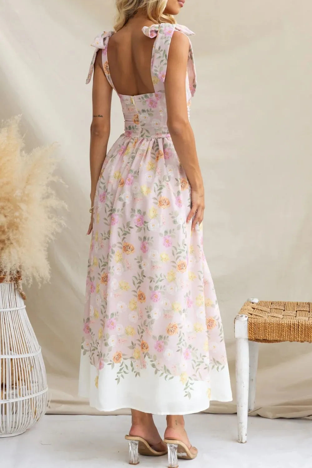 Blush Pink Eloise Printed Cami Midi Dress