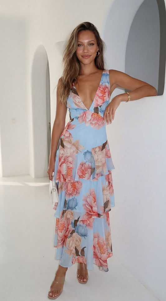 Pivona Peony Tiered Ruffle Maxi Dress