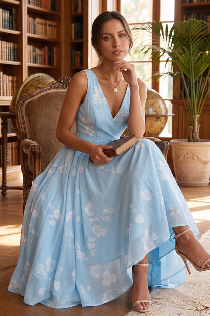 Navy Adelaide Lace A-Line Tea Length Dress