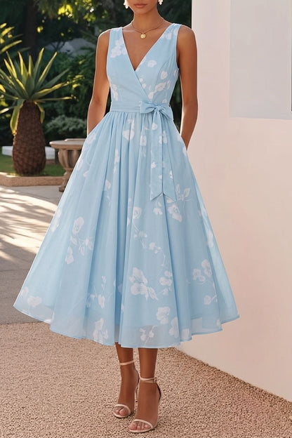 Purple Adelaide Lace A-Line Tea Length Dress