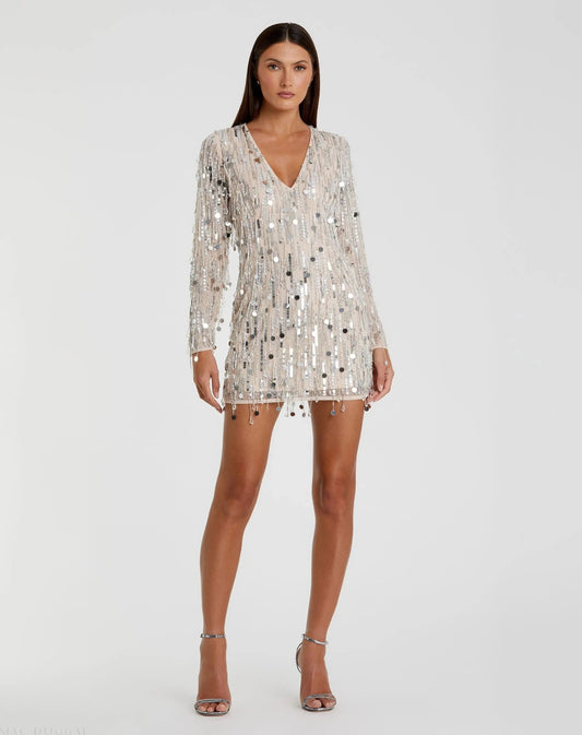 Black Arabella Silver Beaded Fringe Dress