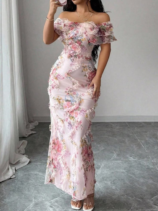 Multicolor Elegant Women's Dress | Color: Pink/Tan | Size: Various