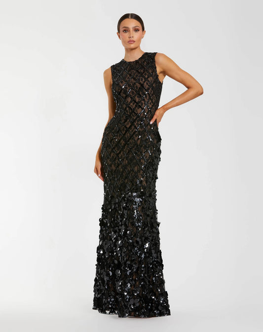Black Nude Vivienne Embellished Mermaid Gown