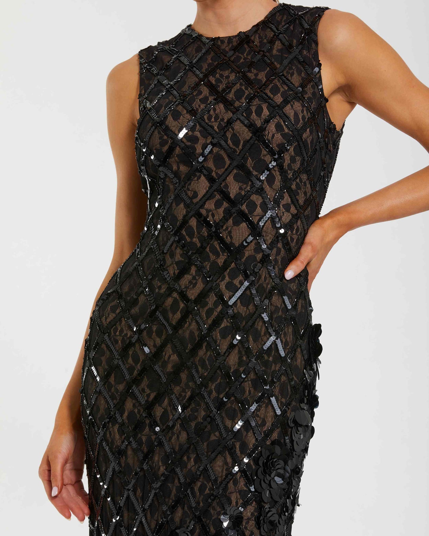 Black Nude Vivienne Embellished Mermaid Gown