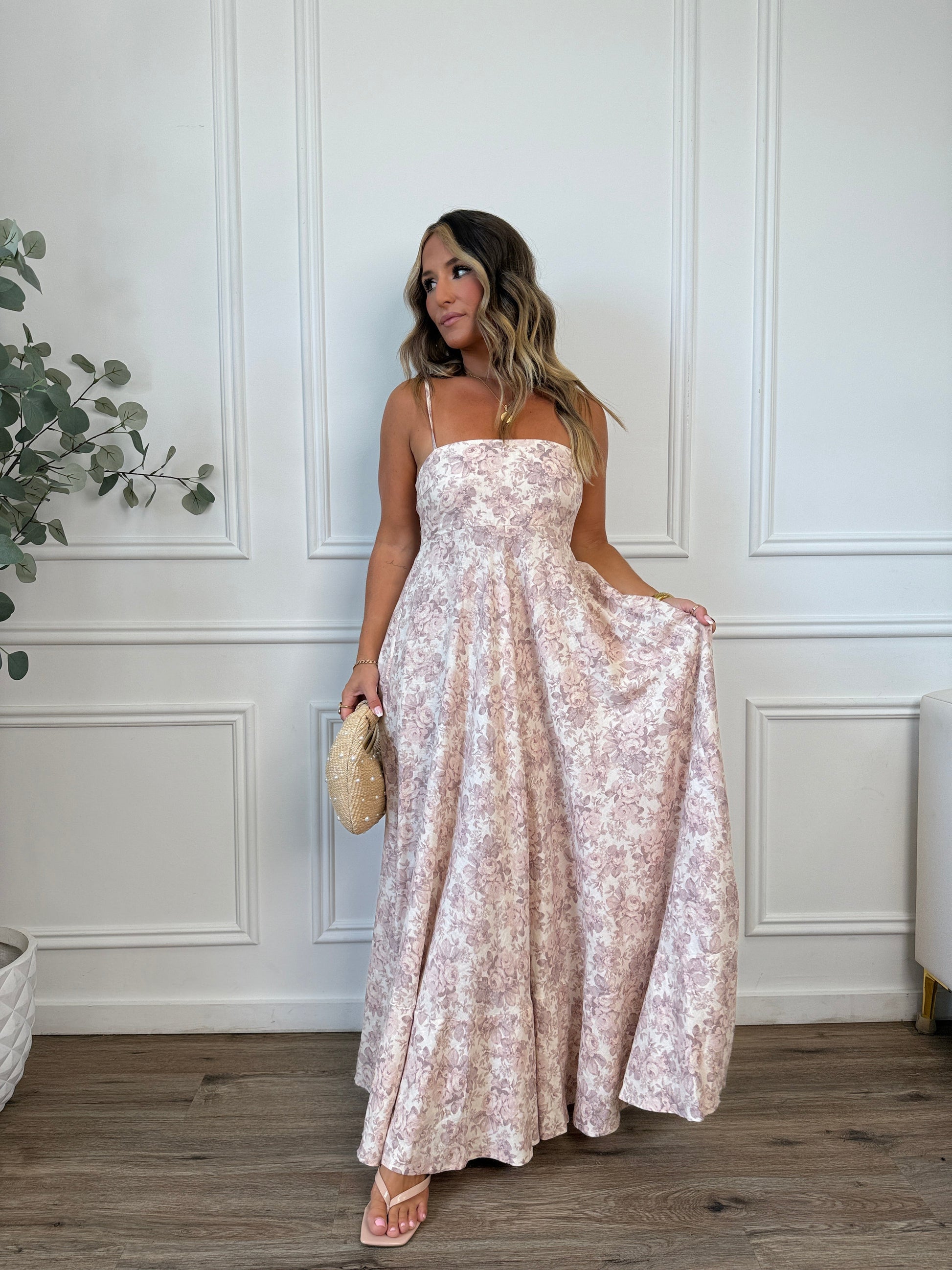 Bloom Floral Maxi Dress in Light Blush