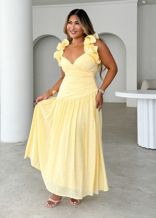 Allara Maxi Dress - Lemon - 6