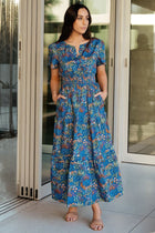 Palmer Tiered Maxi Dress in Cobalt Floral