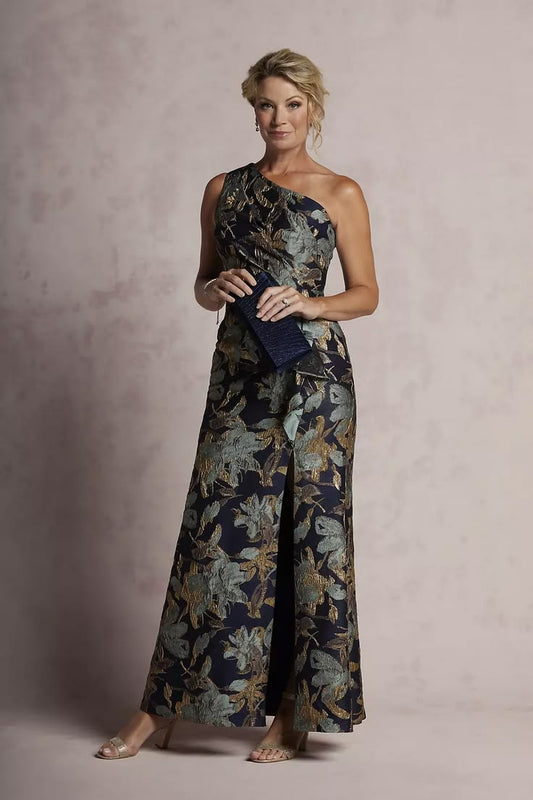 Vivienne Brocade One-Shoulder Dress