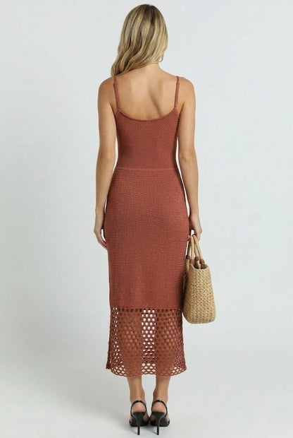 Brown Isabella Knit Midi Dress