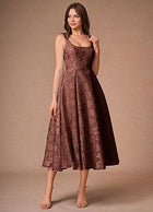 Briac Vintage Rose A-Line Midi Dress