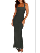 Reoria Mesh Ruched Maxi Dress
