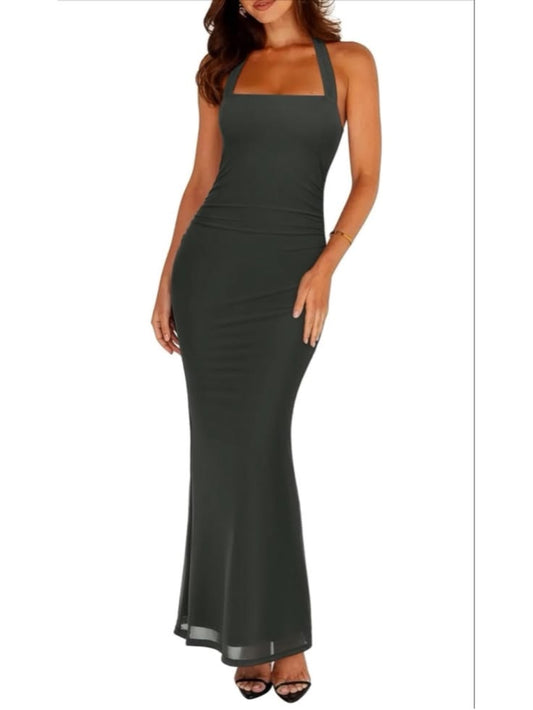 Reoria Mesh Ruched Maxi Dress