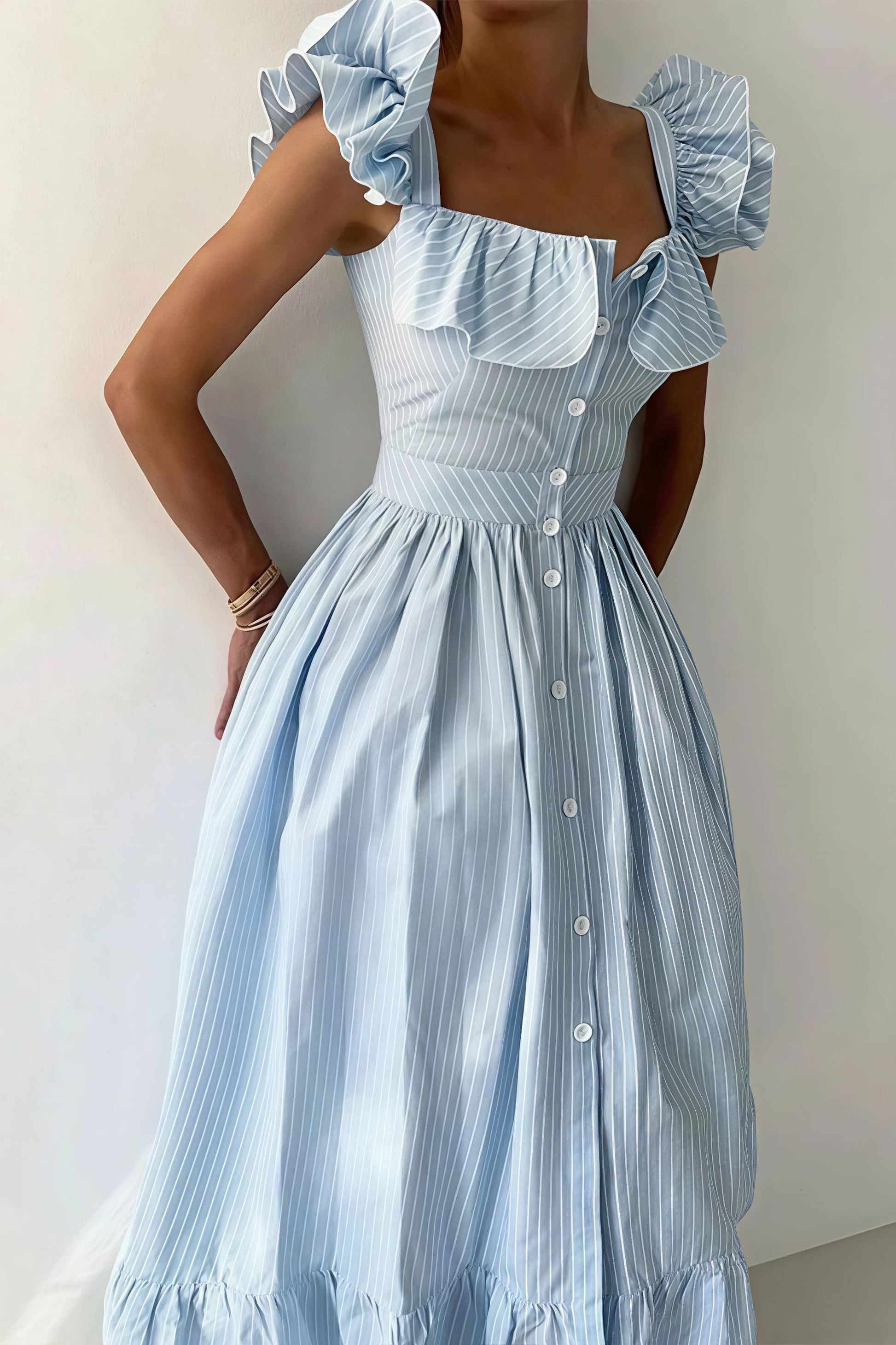 Blue Margot Striped Midi Dress