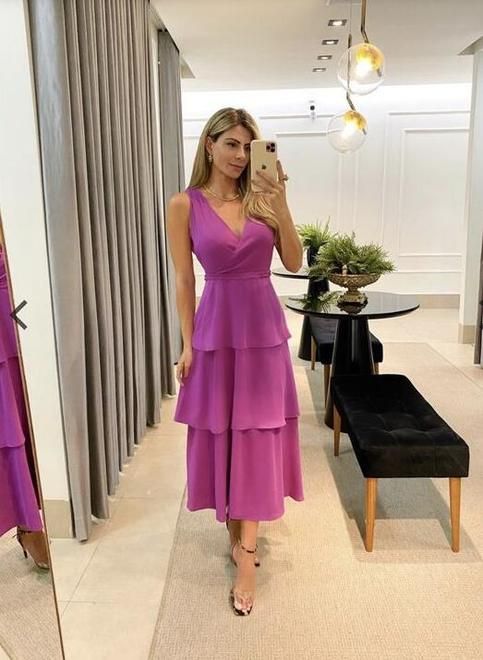 Violet Crepe Evening Dress