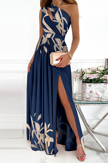 Red Jolie Floral One-Shoulder Maxi Dress
