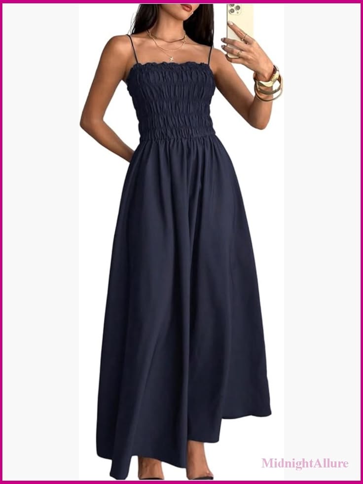 Isla Shirred Spaghetti Strap Maxi Dress
