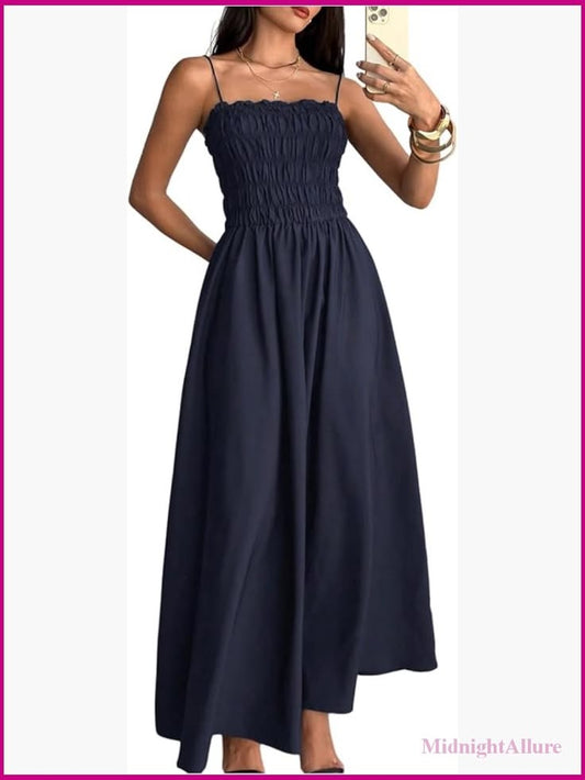 Isla Shirred Spaghetti Strap Maxi Dress