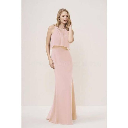 Jasmine Dresses | Jb Jasmine Bridesmaids Rose Pink Georgette Popover Halter Gown Dress 12 Nwt | Color: Pink | Size: 12