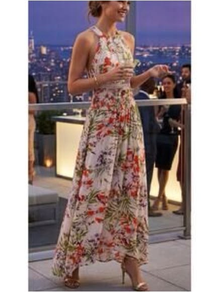 Vienna Floral Halter Maxi Dress
