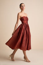 Analeia Rust Jacquard Midi Dress