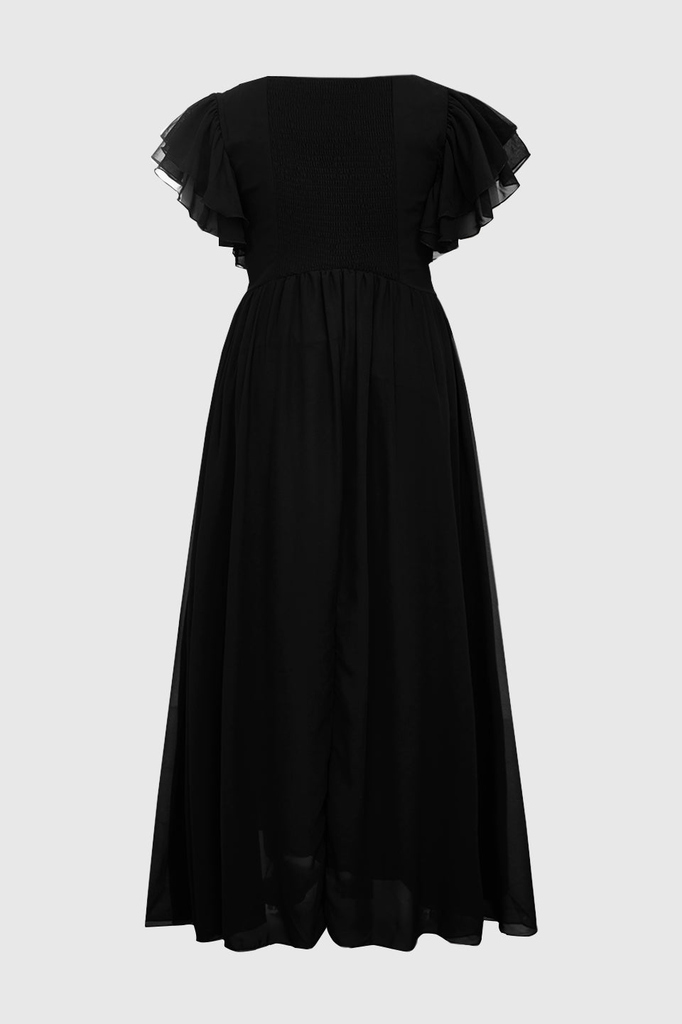 LakeBlue Curveins Plus Size V-Neck Ruffle Sleeve Split A-Line Maxi Dress - 28/5X / Brown