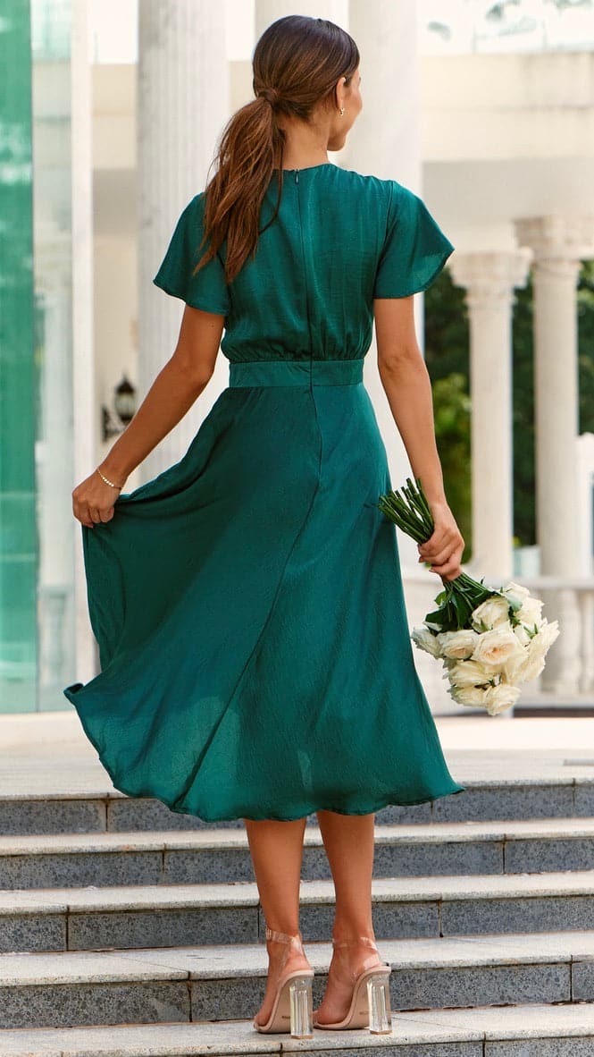 Emerald Dahlia Navy Midi Dress